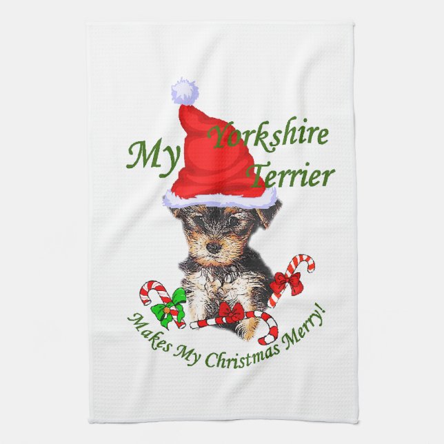 Linge De Cuisine Yorkshire Terrier Noël (Vertical)