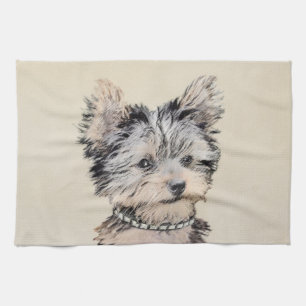 Linge De Cuisine Yorkshire Terrier Puppy Peinture Chien original