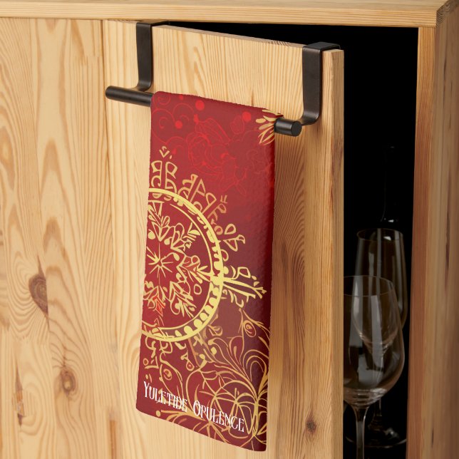 Linge De Cuisine Yuletide Opulence : Threads dorés de Noël (Pliage en tiers)