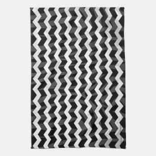Linge De Cuisine Zebra Black et Grey Chevron