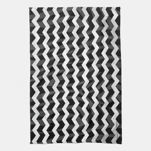 Linge De Cuisine Zebra Black et Grey Chevron (Vertical)