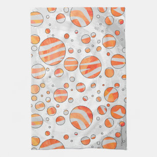 Linge De Cuisine Zebra Orange et White Polka Dot