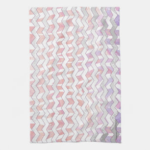 Linge De Cuisine Zebra rose et blanc Chevron