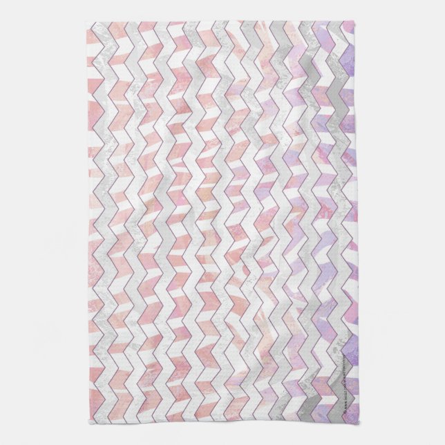 Linge De Cuisine Zebra rose et blanc Chevron (Vertical)
