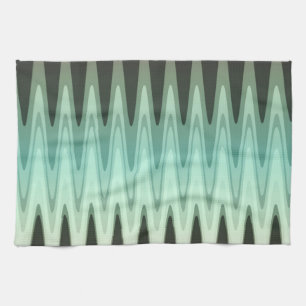 Linge De Cuisine Zig Zag Turquoise noir Motif gris