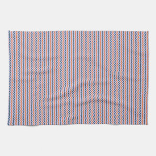 Linge De Cuisine Zigzag de chevron fin bleu foncé orange lilas