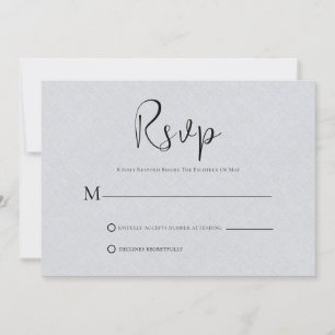 Linge gris clair Carte RSVP Script noir simple