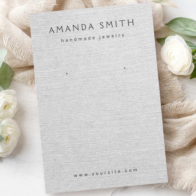 Linge gris clair look carte d'affichage d'oreille (Light gray linen look earring display card)