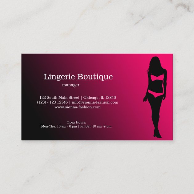 Lingerie Boutique Business Card Zazzle