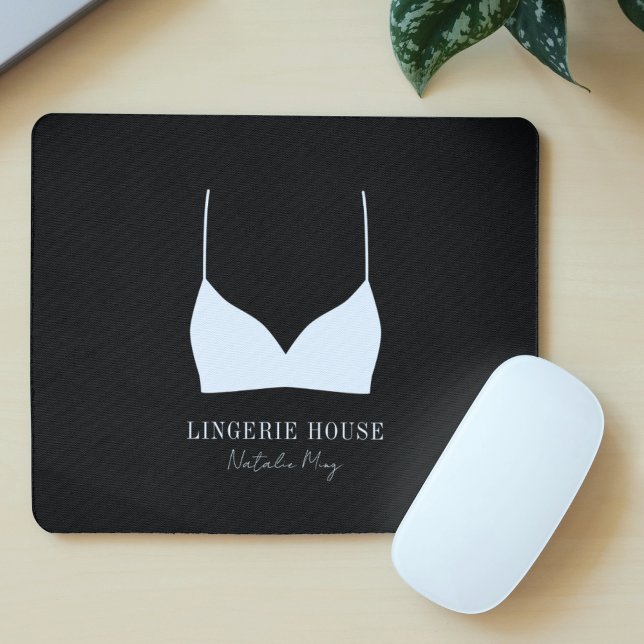 Lingerie Boutique Logo Modern Black and White Mouse Pad (Creator Uploaded)