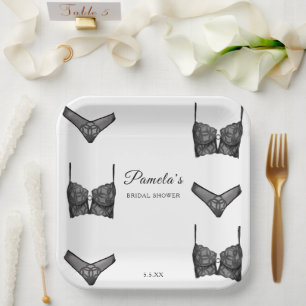 Lingerie Bridal Shower Bachelorette Panty  Pattern Paper Plate