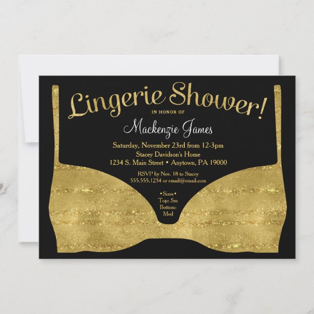 Lingerie Bridal Shower Invitation Gold Glam (Front)