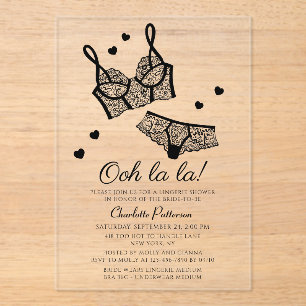 Lingerie Bridal Shower Panty Bachelorette Party Acrylic Invitations