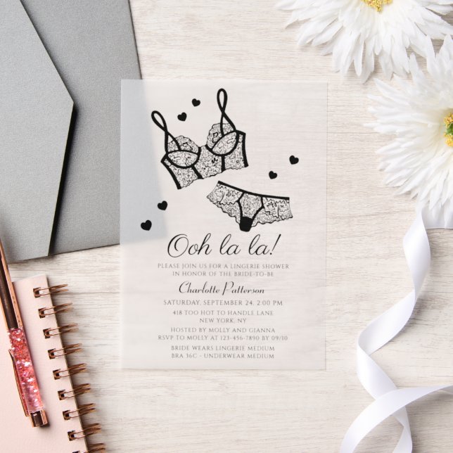 Lingerie Bridal Shower Panty Bachelorette Party Vellum Invitations (Wedding)
