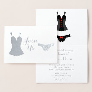 Lingerie design bridal shower foil card