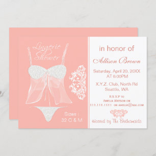 Lingerie Douche Bachelorette Fête Invitations