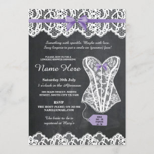 Lingerie Douche mariée Chalk Lace Bow Invitation