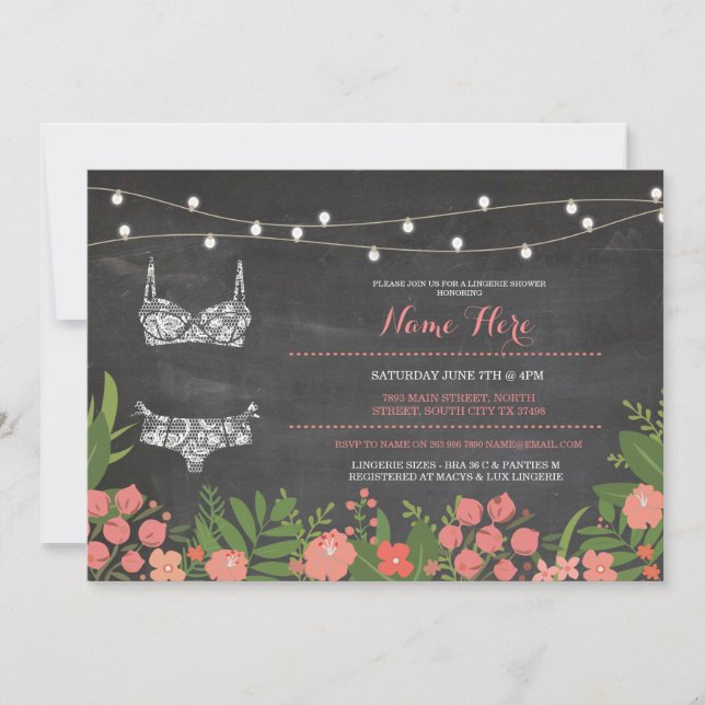 Lingerie Douche nuptiale Invitation corail (Devant)