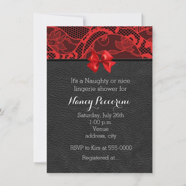 Lingerie en cuir noir et dentelle rouge invitation (Devant)