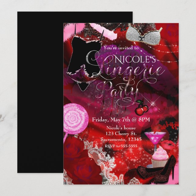 Lingerie et bonbons Filles Invitation Flyer (Devant / Derrière)