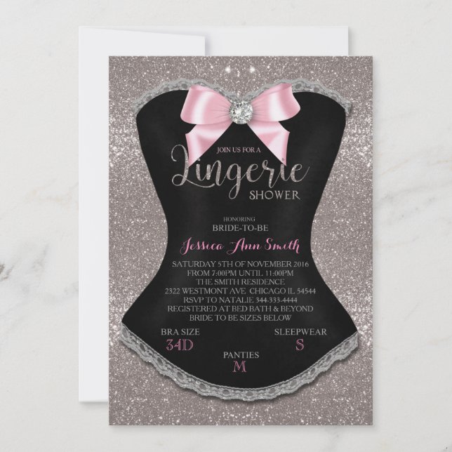 Lingerie invitation douche retour argent (Devant)