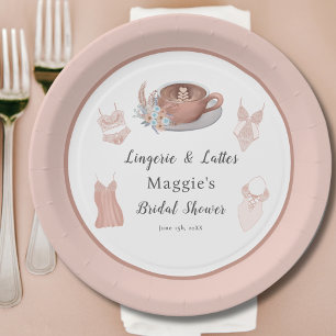Lingerie & Lattes Bridal Shower Paper Plate