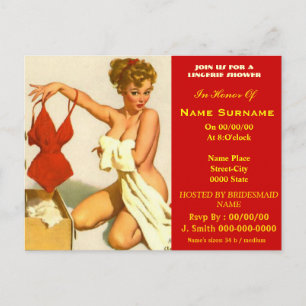 lingerie,lingerie showe,lingerie shower invitation postcard