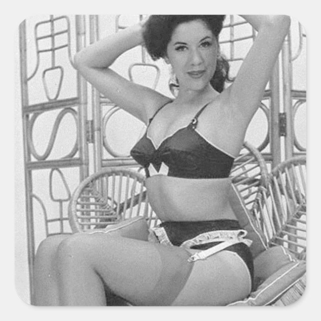 Lingerie model square sticker (Front)