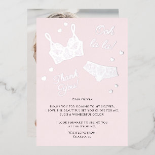 Lingerie Party Bridal Shower Photo Thank You Foil Holiday Card