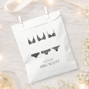 Lingerie Pink and Black Bridal Shower Medium Gift  Favour Bag