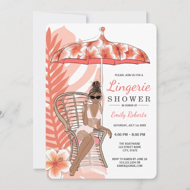 Lingerie Shower African American Bride Invitation (Front)