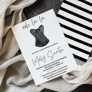 Lingerie Shower, Black and White, Bridal Shower Invitation