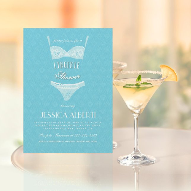 Lingerie Shower Blue Bridal Shower Invitation (Creator Uploaded)