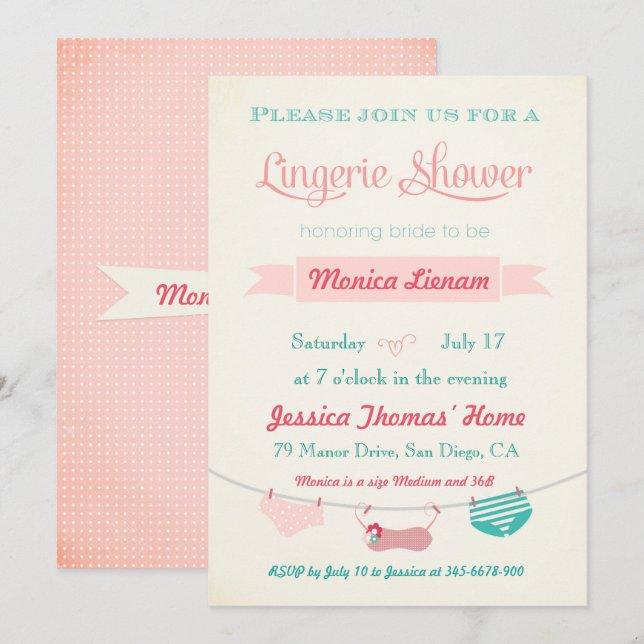 Lingerie Shower Invitation (Front/Back)