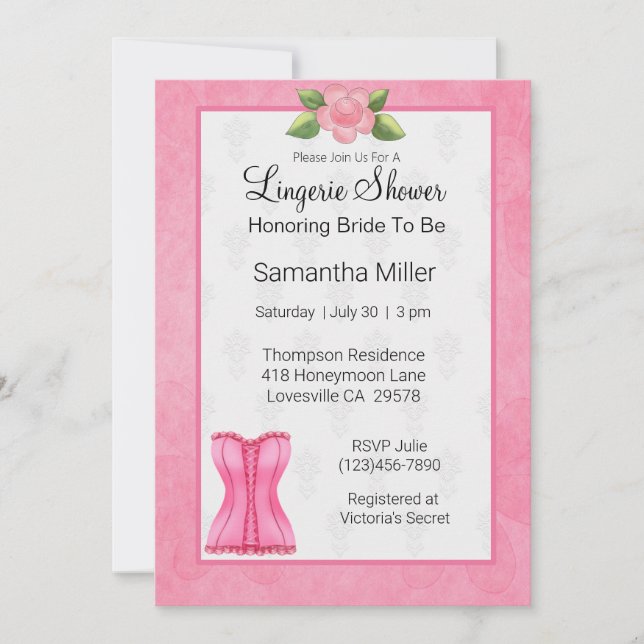 Lingerie Shower Invitations (Front)