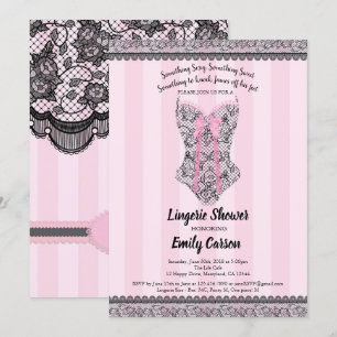 Lingerie shower. Pink elegant bridal party Invitation