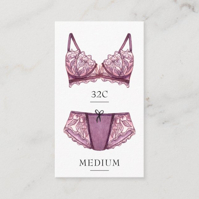 Lingerie Size Insert Card (Front)
