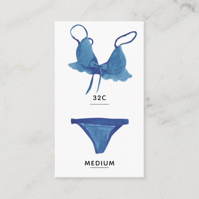 Lingerie Size Insert Card (Front)