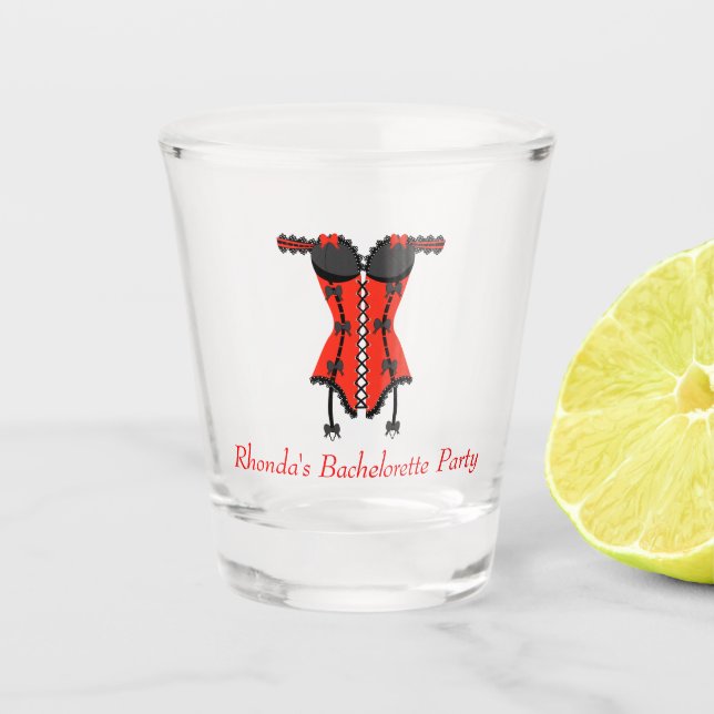 Lingerie theme bachelorette party shot glass (Front)