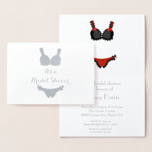 Lingerie theme bridal shower foil card