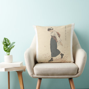 Lingering Spring by Akiko Yosano Kanji Throw Pillow