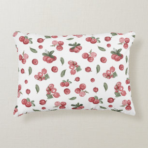 Lingonberries on a white background in a northern accent pillow