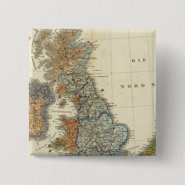 Linguistic map of British Isles 2 Inch Square Button (Front)