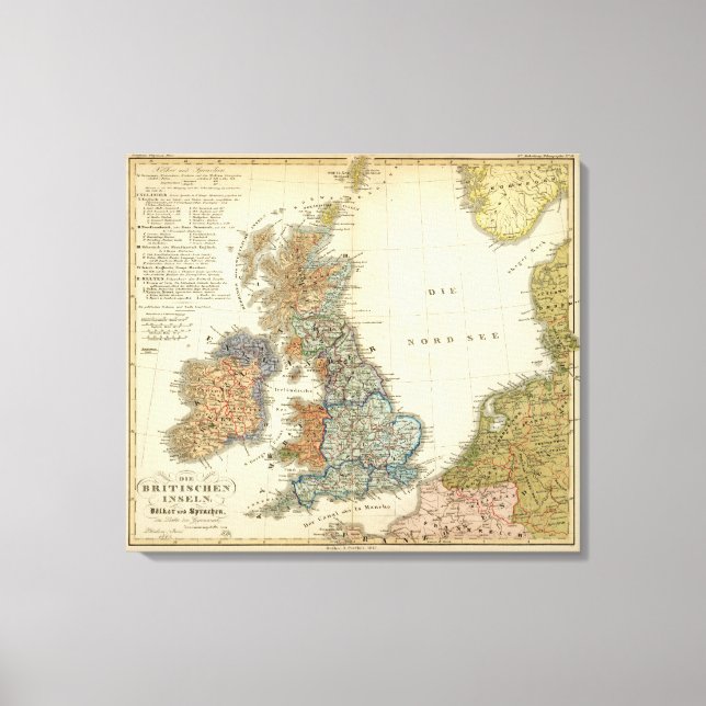 Linguistic map of British Isles Canvas Print (Front)