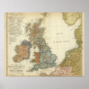 Linguistic map of British Isles Poster