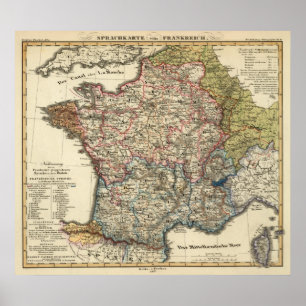 Linguistic map of France Poster