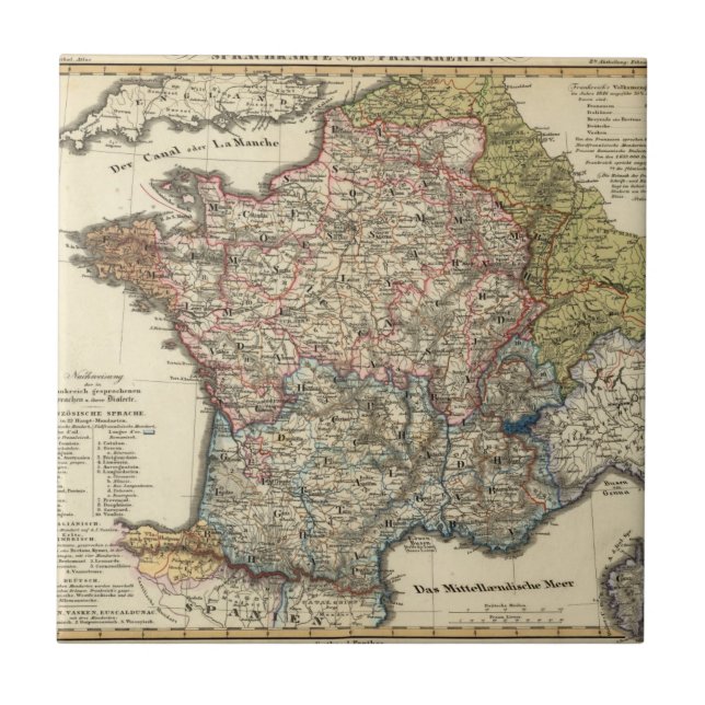Linguistic map of France Tile (Front)