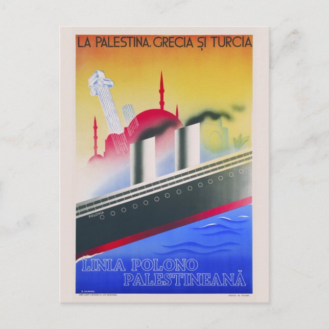 Linia Polono Palestineana Vintage Poster 1934 Postcard (Front)