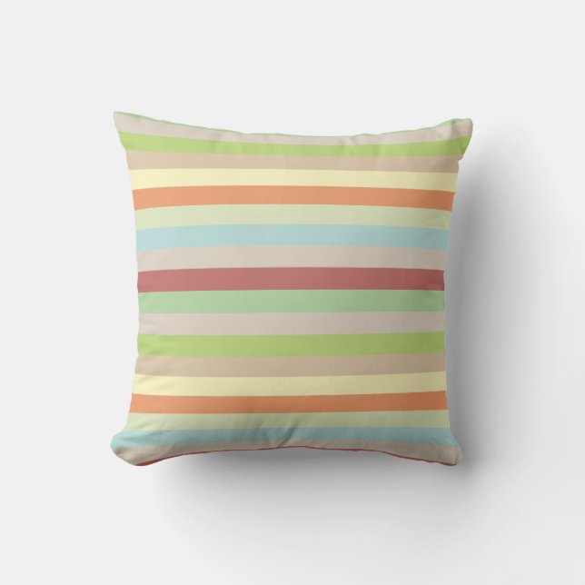 Linien Horizontal farbenfroh Throw Pillow (Front)