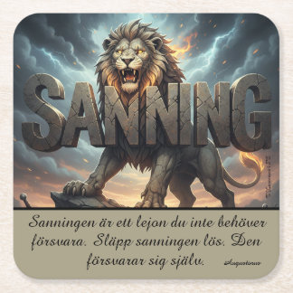 Lining - Lion, truth Square Paper Coaster